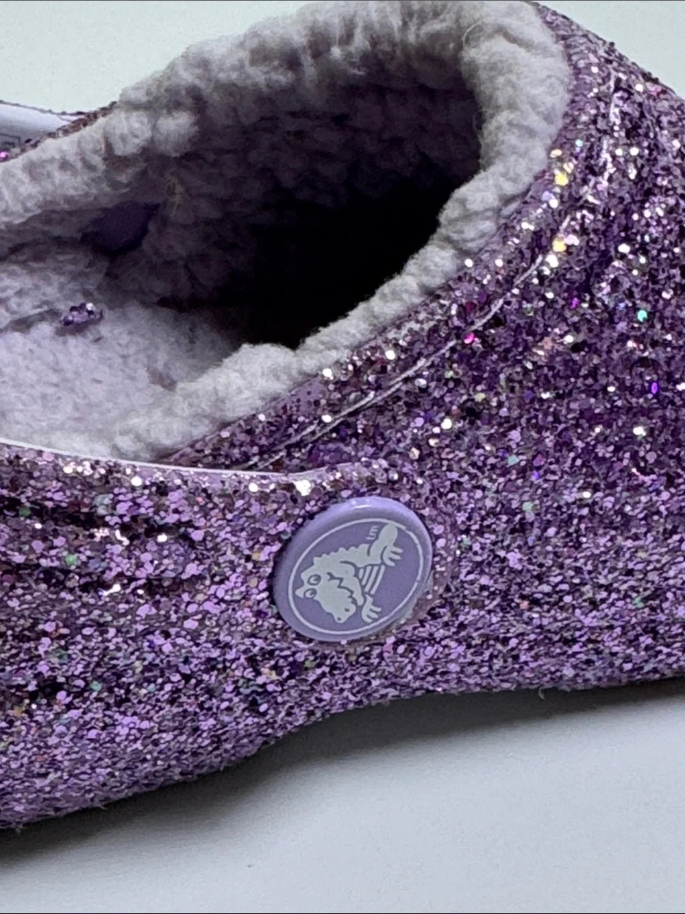 Crocs Kids Classic Glitter Lined Clogs Purple Sparkle Size 13C